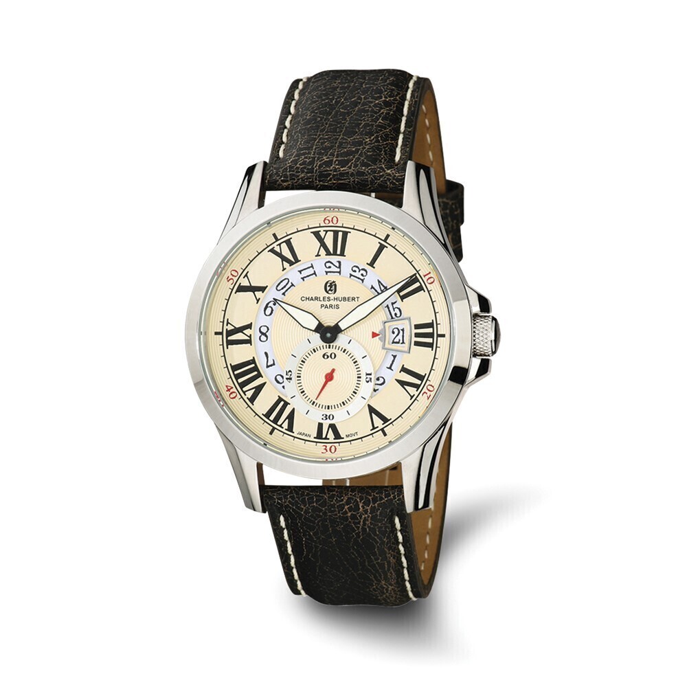 Kazi Luxury Mens Charles Hubert Stainless Steel Beige Dial Watch